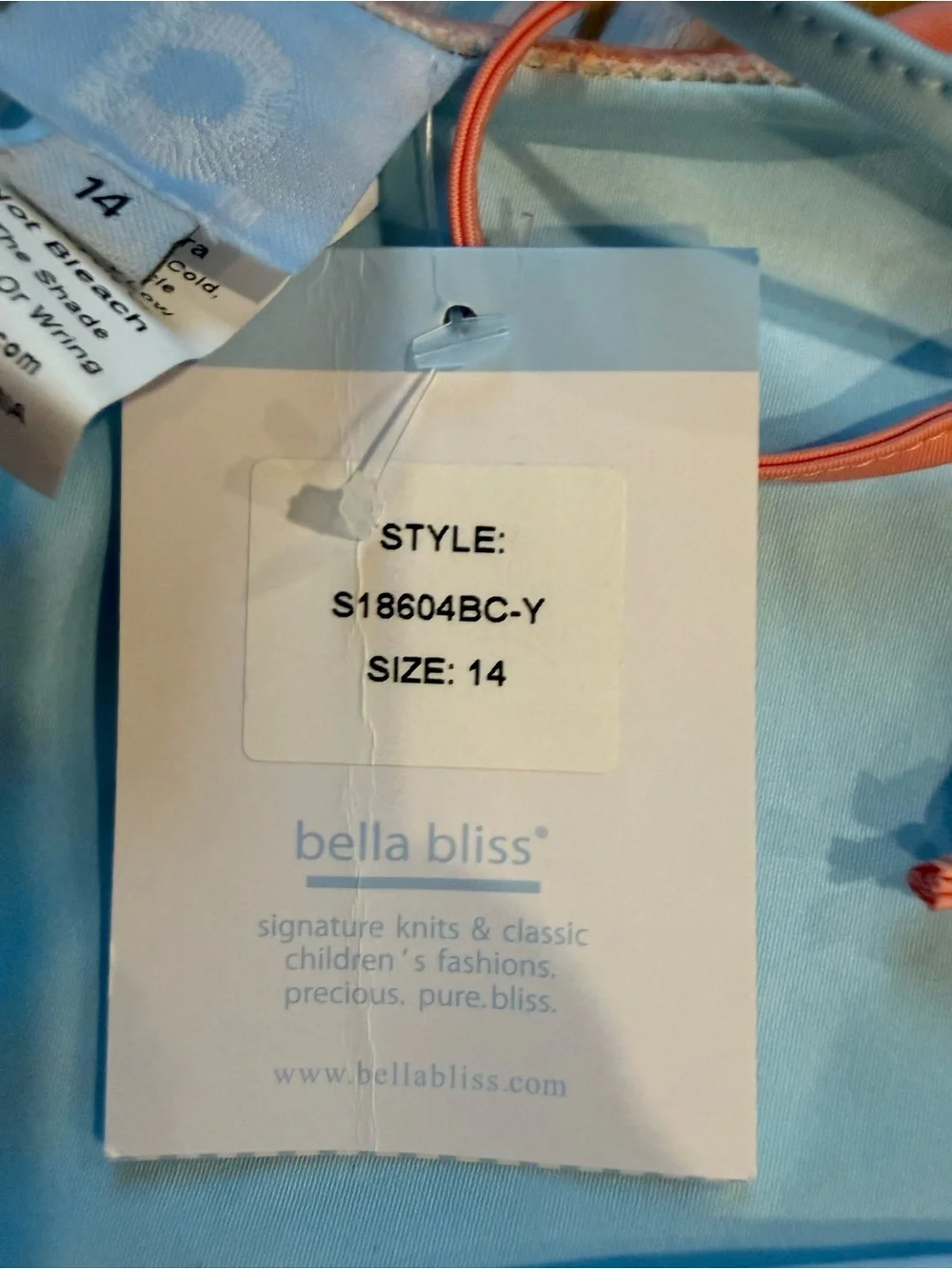 Bella Bliss Newport Light Blue One-Piece Swimsuit with Coral & White Ruffle